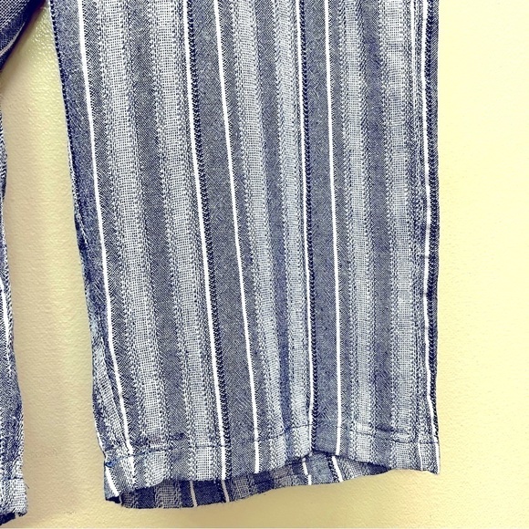 DASH Women's Stripe Linen boho Pants elastic waist high rise size L - Picture 4 of 8